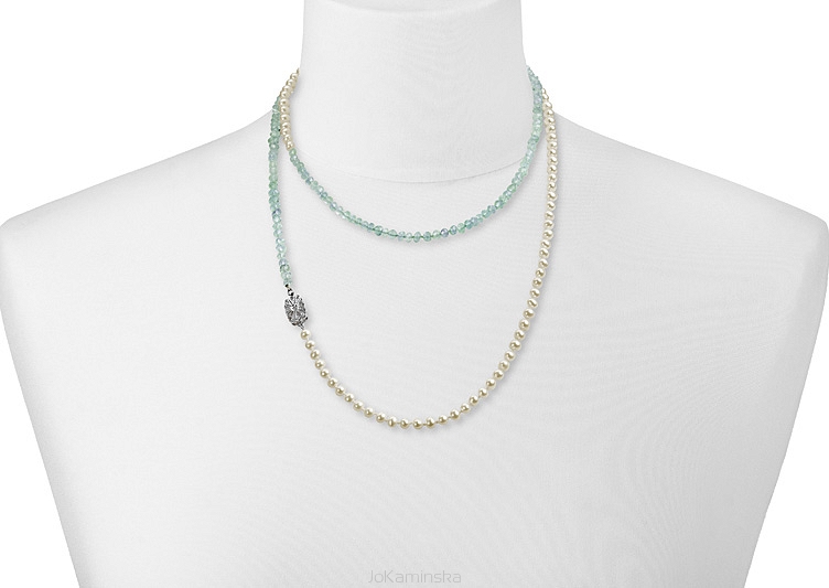 Simplicity Aquamarine with Pearls Necklace