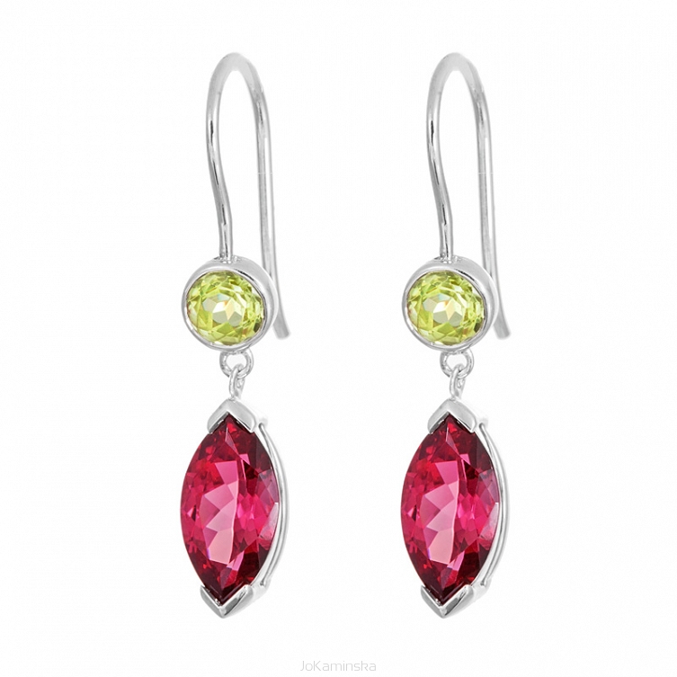 Simplicity Rhodolite Garnet with Peridot Earrings