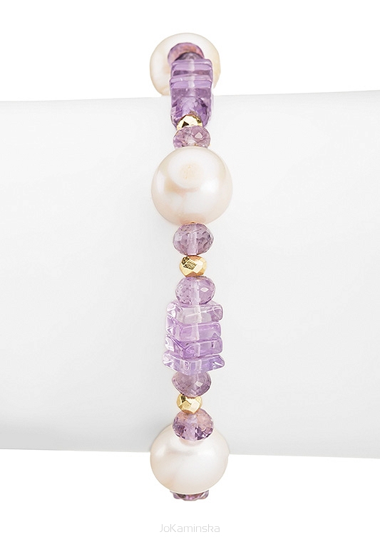 Infinity Amethyst with Semi-Baroque Pearls Bracelet