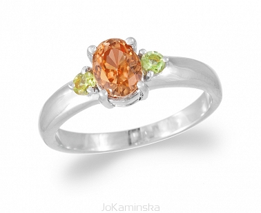 Simplicity Champagne Zircon with Peridot Ring