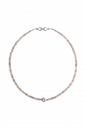 Simplicity Labradorite Necklace with Silver Pearl