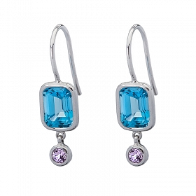 Blue  Topaz with Lavender Spinel Earrings