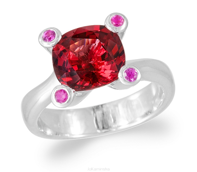 Simplicity Garnet with Pink Sapphires Ring