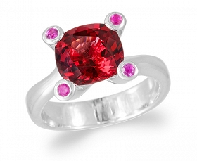 Simplicity Garnet with Pink Sapphires Ring
