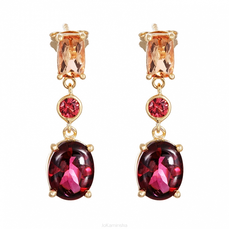 Simplicity Imperial Topaz, Rhodolite Garnet and Pink Sapphire Earrings