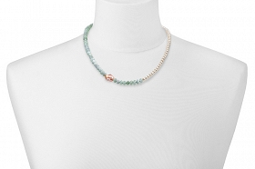 Simplicity Aquamarine with Pearls Necklace