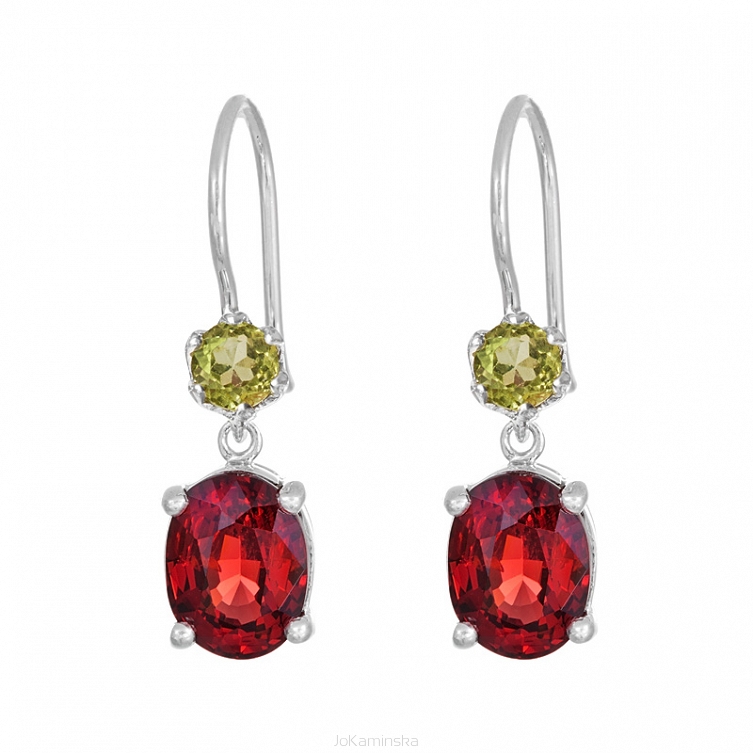 garnet and peridot earrings