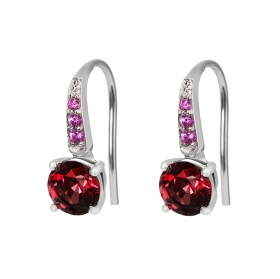 Rhodolite Garnet with Pink Sapphires Earrings